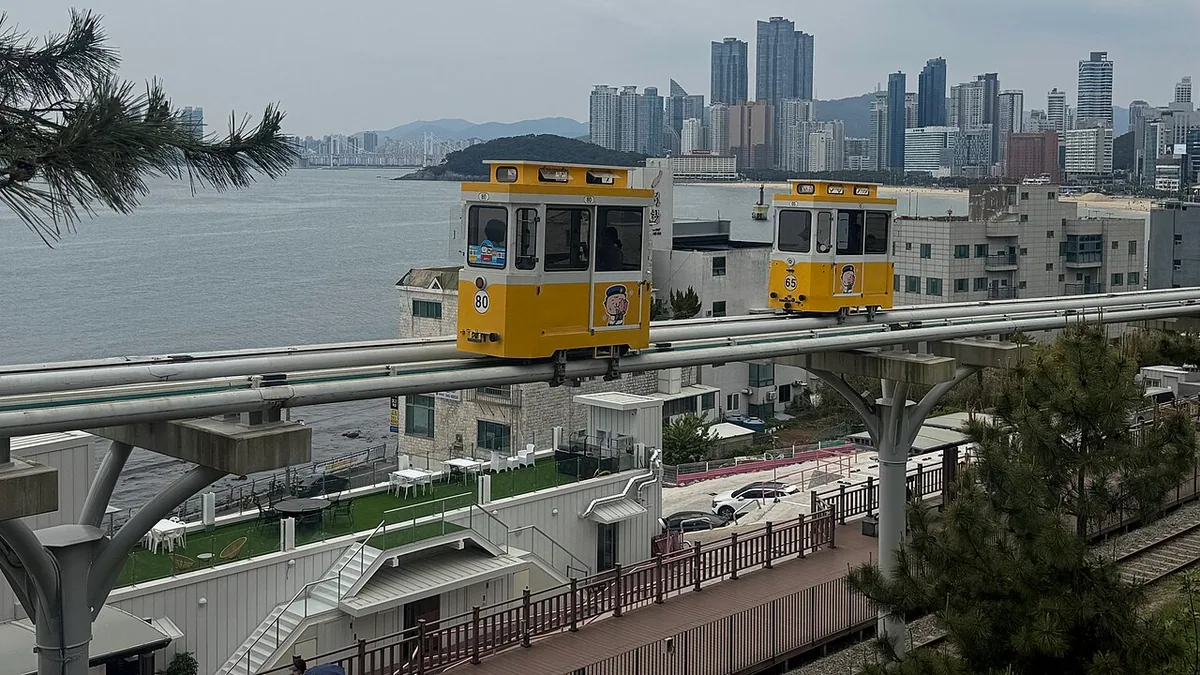 Sky Capsule train at Haeundae Blueline Park in Busan