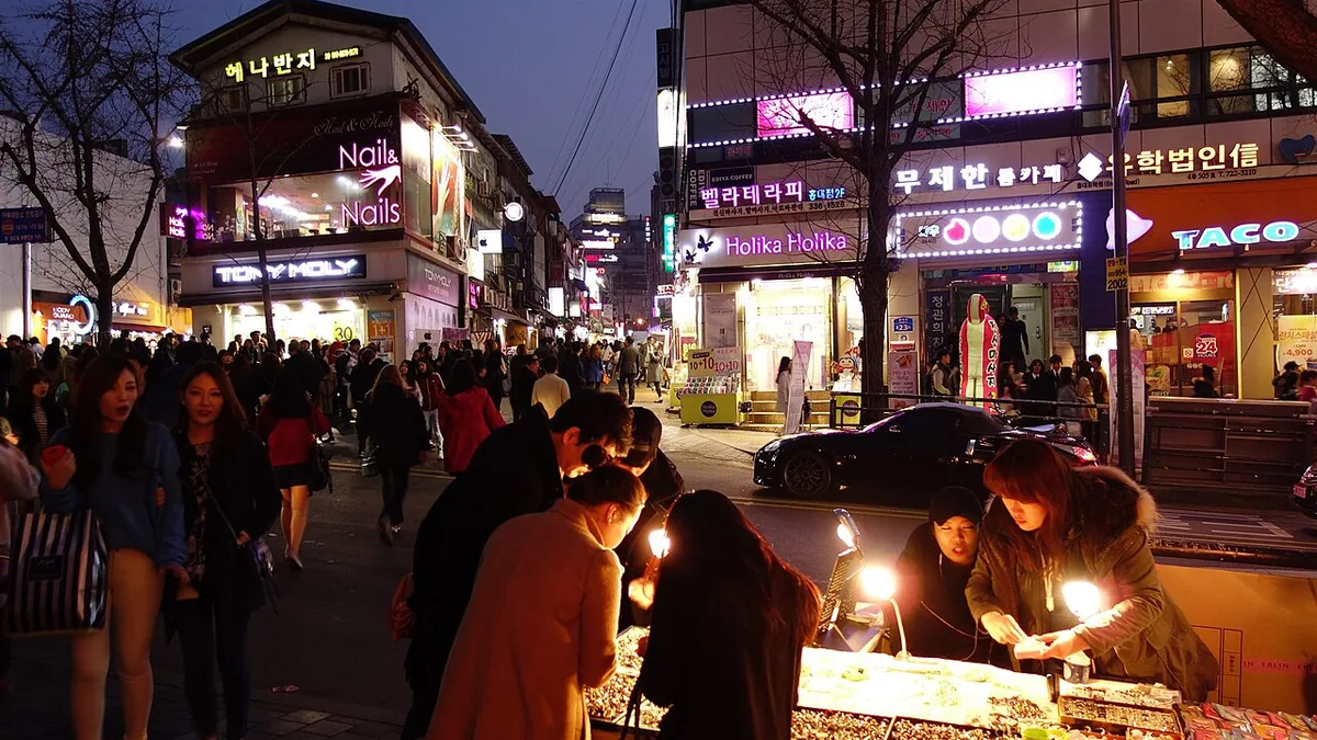 Hongdae nightlife district near Hapjeong in Seoul