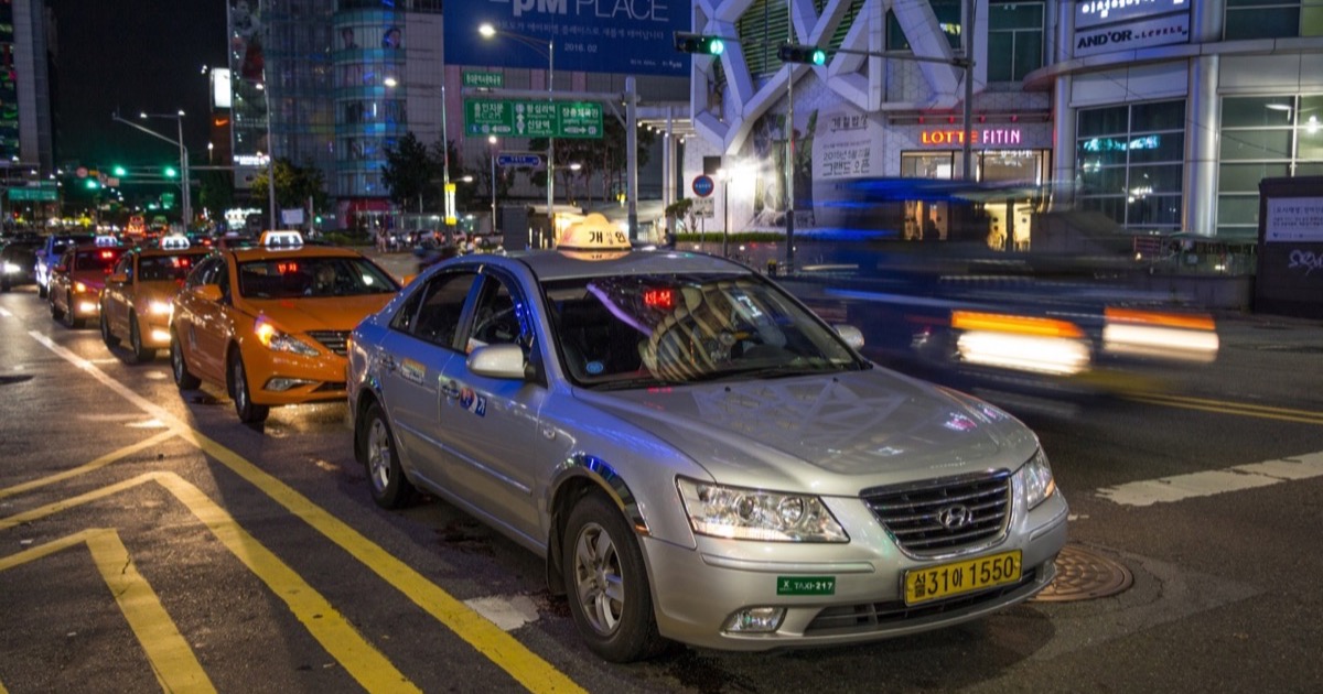 Standard silver taxis waiting in Seoul